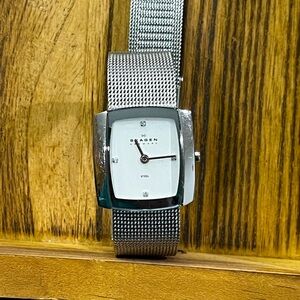 Women’s Skagen Square Silver Stainless Steel Swarovski Watch
